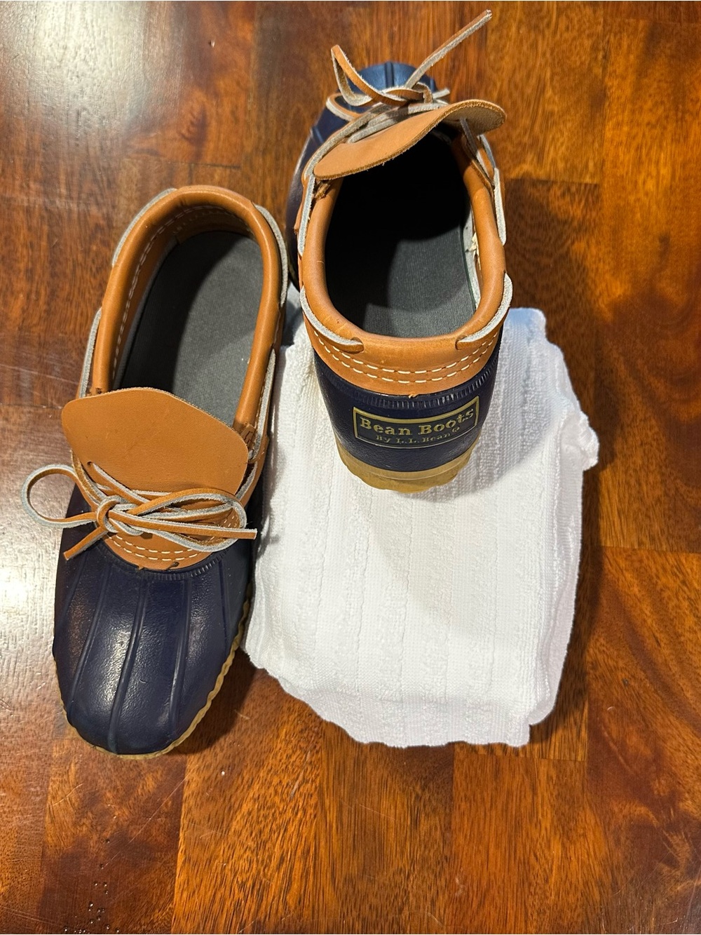 L.L.‎ Bean Women’s size 8M rubber Moc Bean Boots Navy Tan Duck Shoes USA